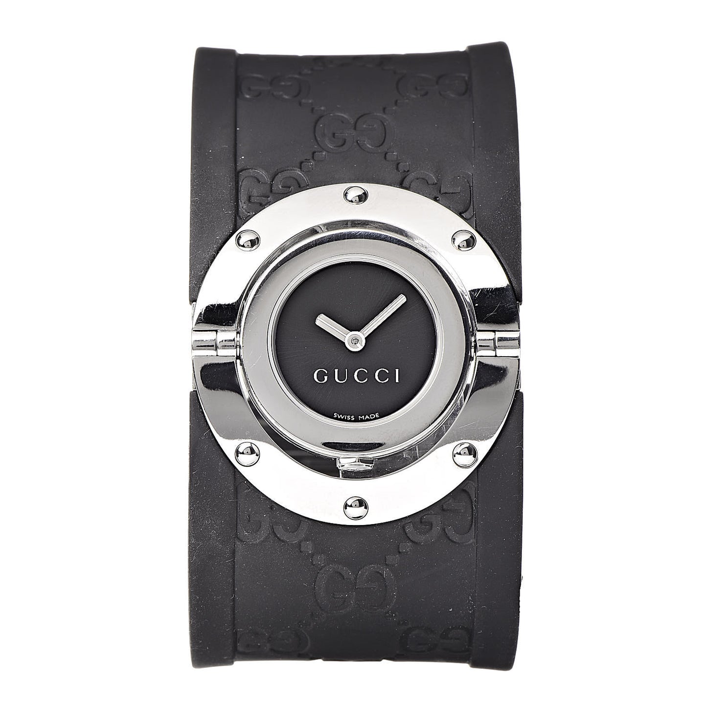 Stainless Steel Rubber 33mm Twirl Quartz Watch Black