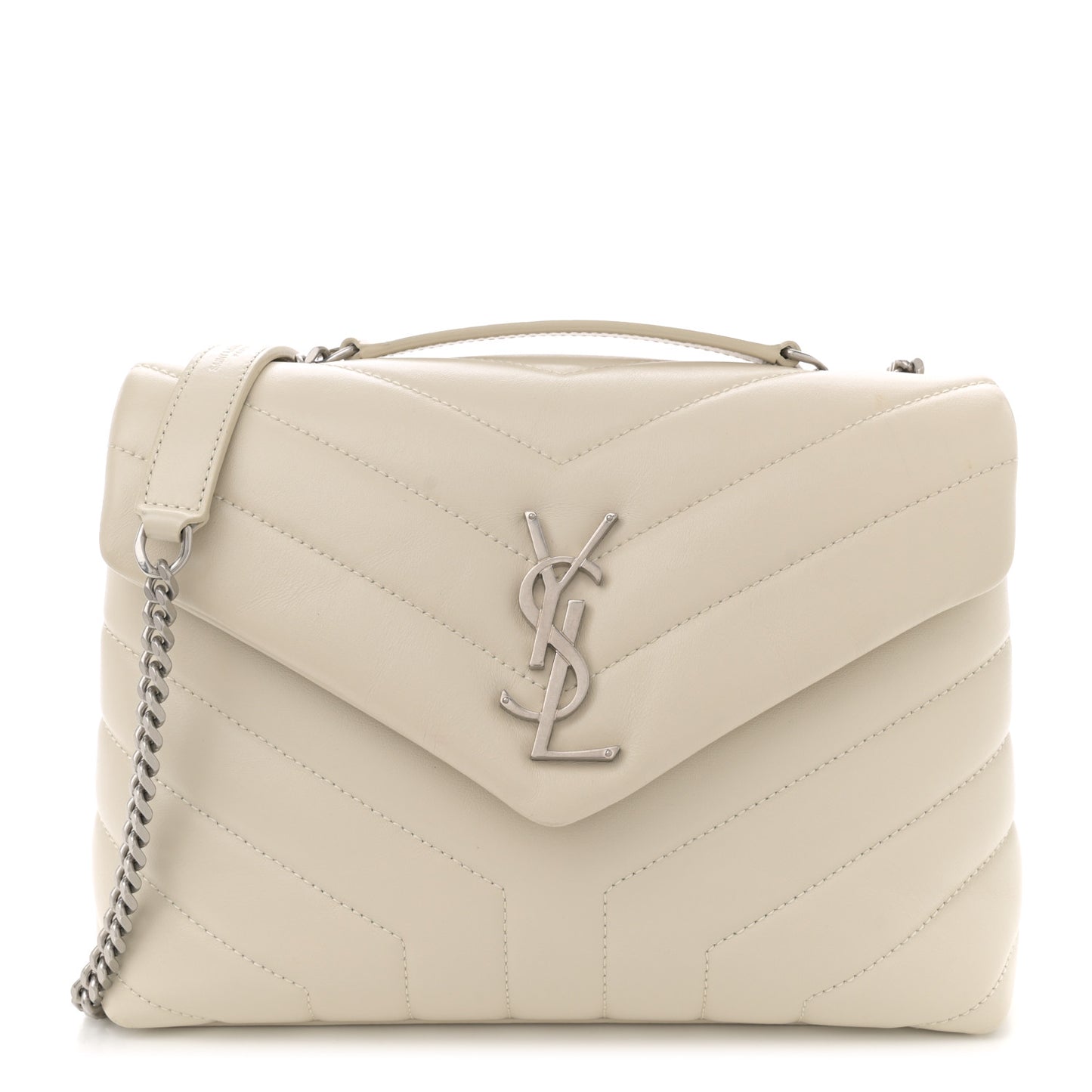 Calfskin Y Quilted Monogram Small Loulou Chain Satchel Crema Soft