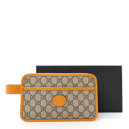 Gucci GG Supreme Monogram Textured Calfskin Retro Interlocking G Travel Pouch Beige Yellow 5 of 8
