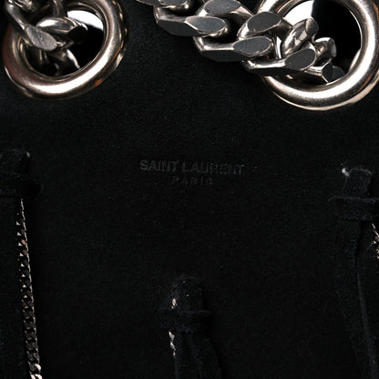 Saint Laurent Suede Calfskin Medium Emmanuelle Chain Fringe Bucket Bag Black 11 of 12