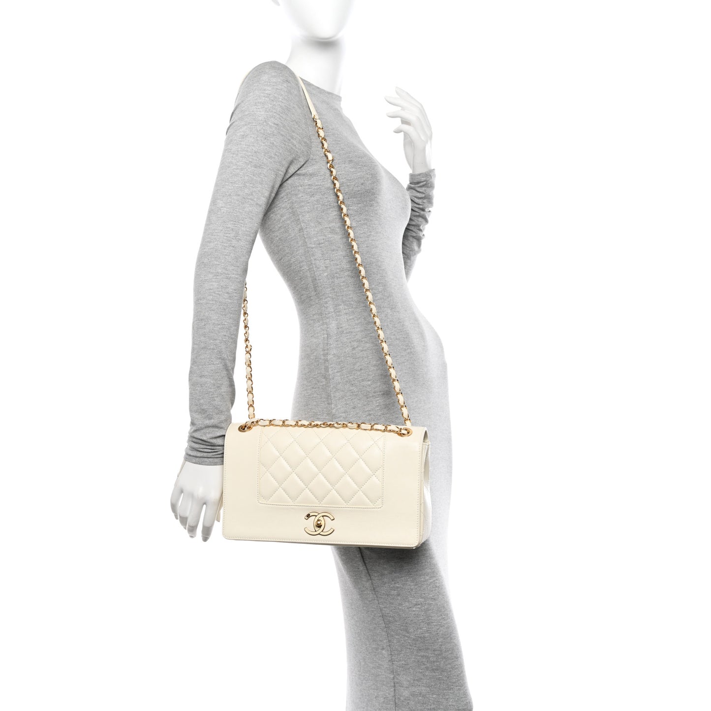 Sheepskin Quilted Vintage Mademoiselle Flap White