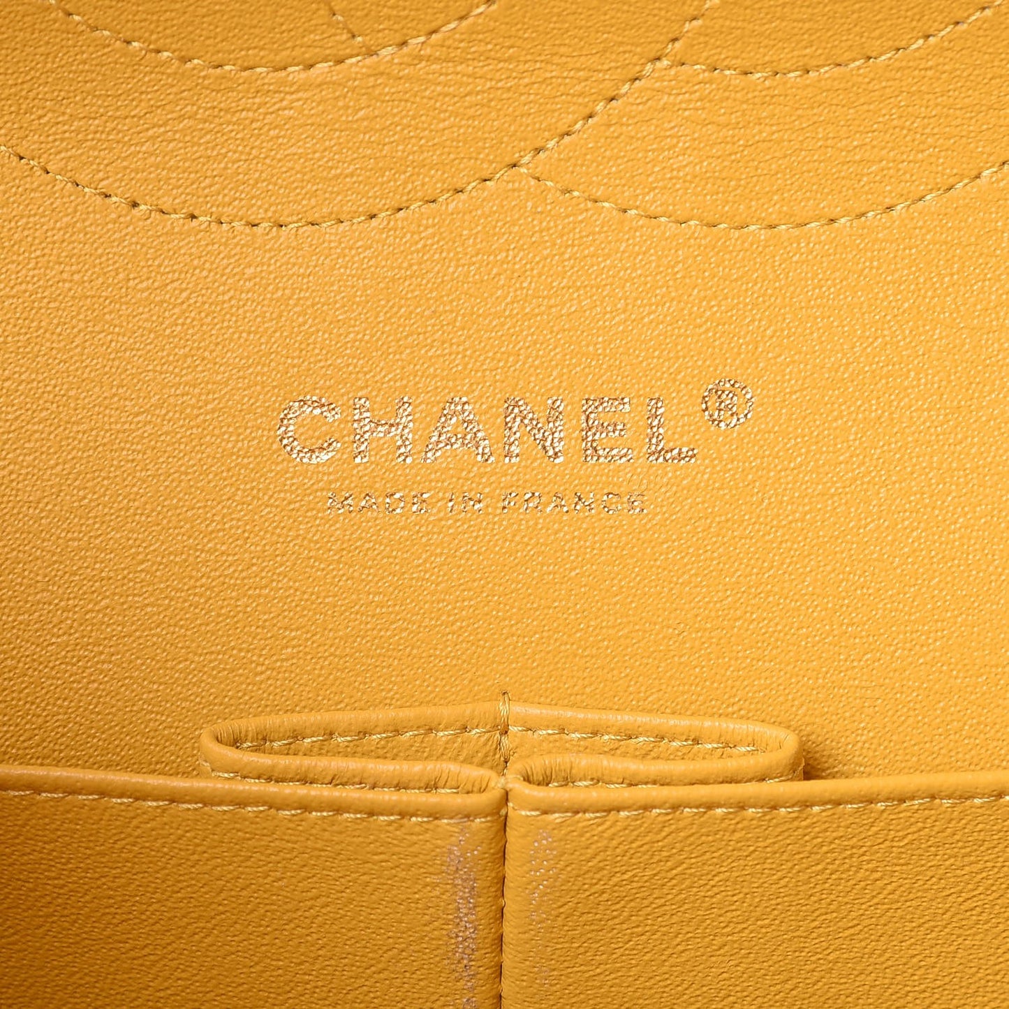 Lambskin Quilted Jumbo Double Flap Yellow