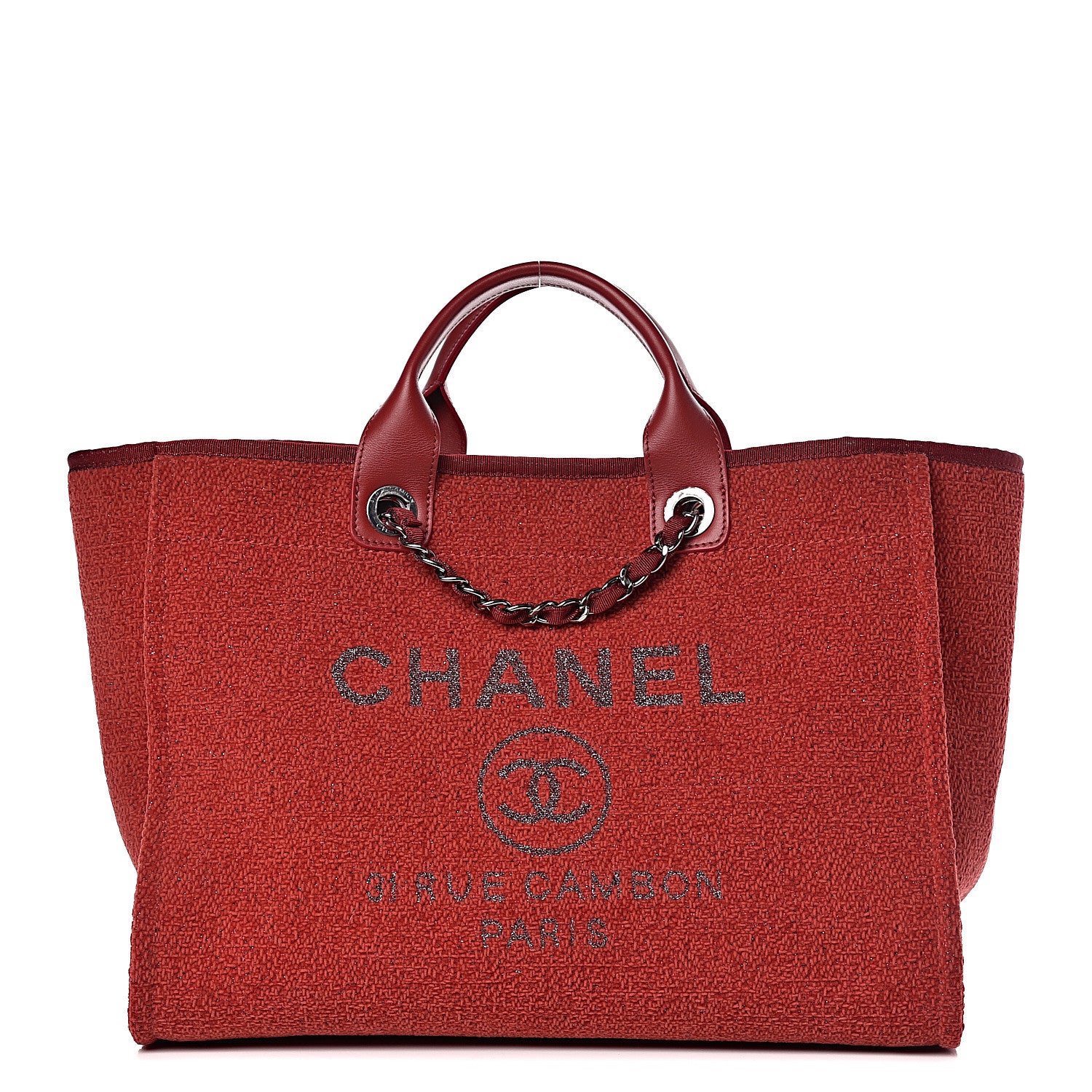 Chanel Lurex Boucle Medium Deauville Tote Red 1 of 11