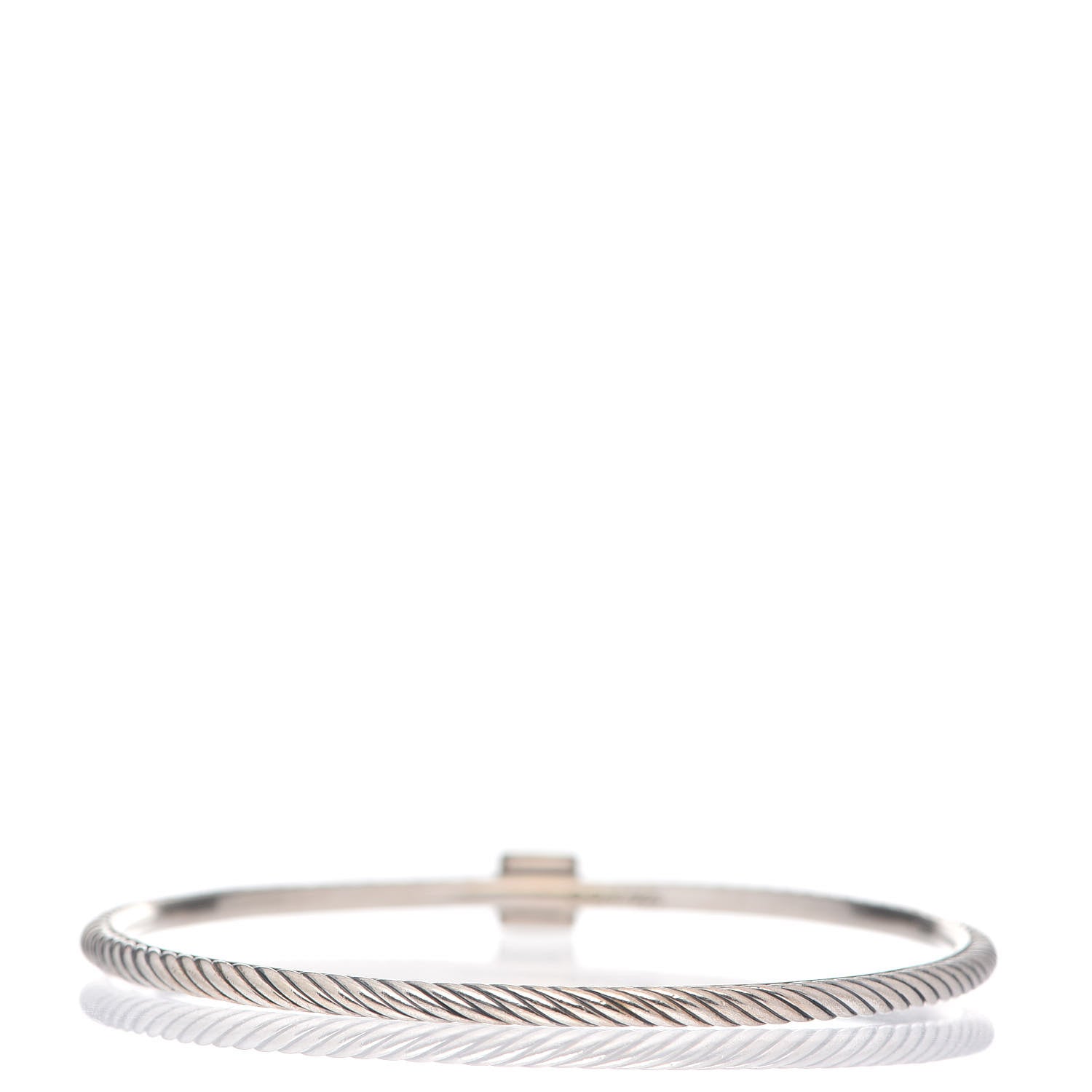 David Yurman Sterling Silver Diamond 3mm Square Cable Wire Bangle 3 of 4