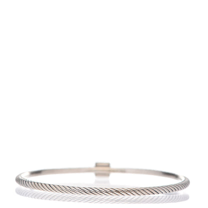 David Yurman Sterling Silver Diamond 3mm Square Cable Wire Bangle 3 of 4