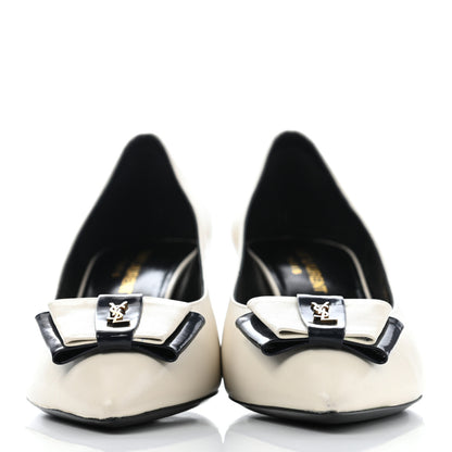 Saint Laurent Calfskin Bow Anais Pumps 36.5 White 2 of 10