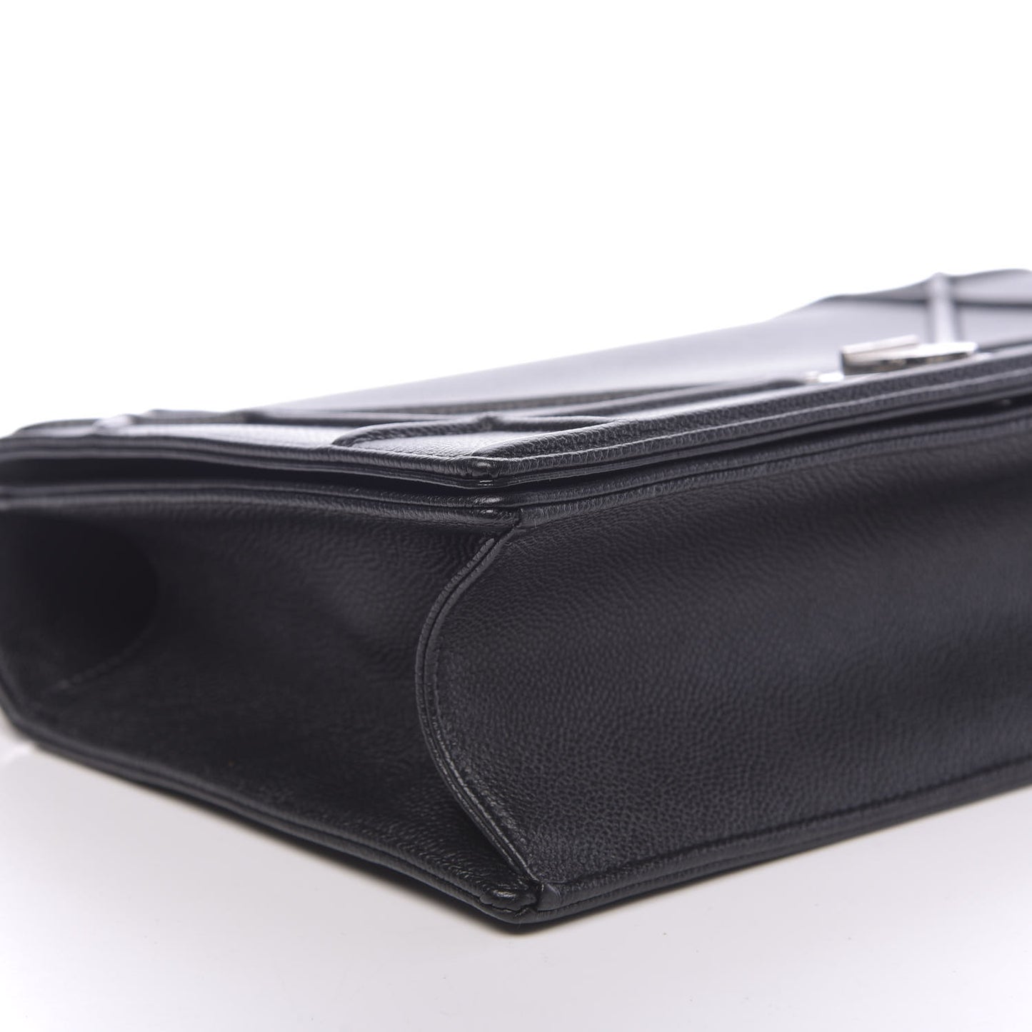 Grained Calfskin Large Diorama Flap Bag Black