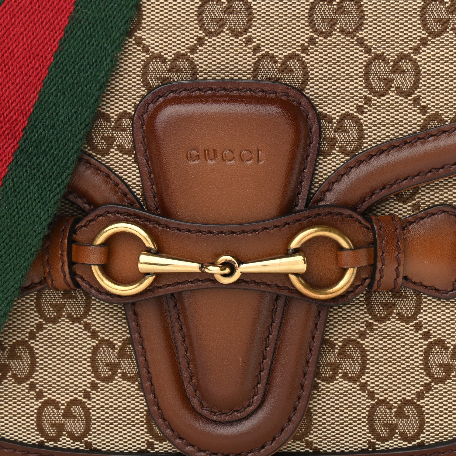 Gucci Monogram Small Lady Web Shoulder Bag Beige Cuir 8 of 14