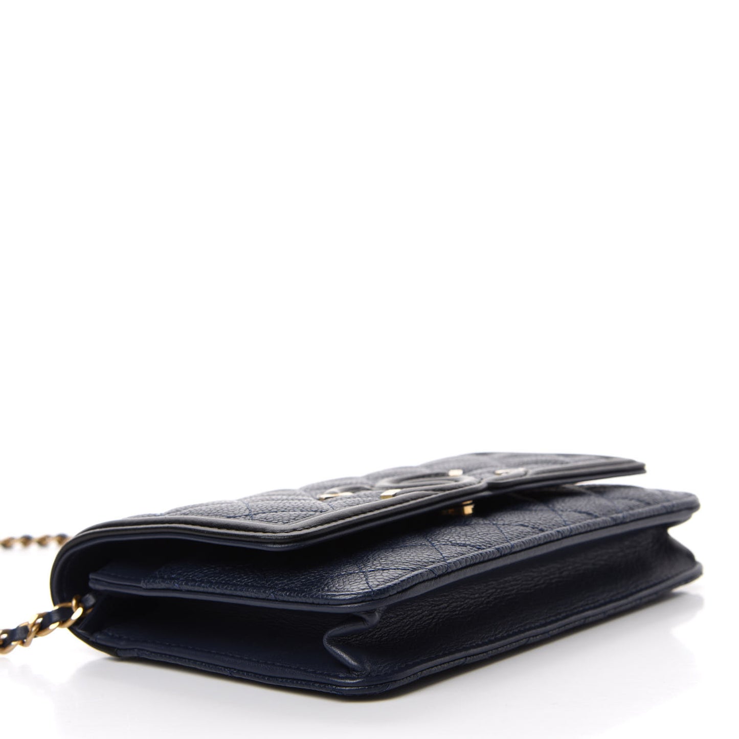 Caviar Quilted CC Filigree Wallet On Chain WOC Navy