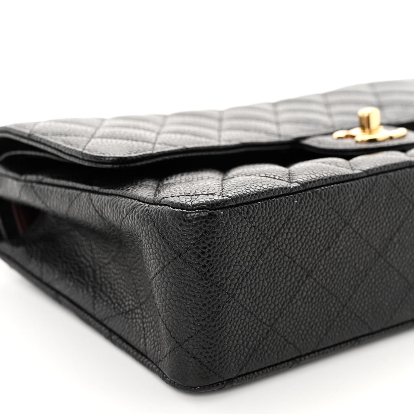 Caviar Quilted Medium Double Flap Black