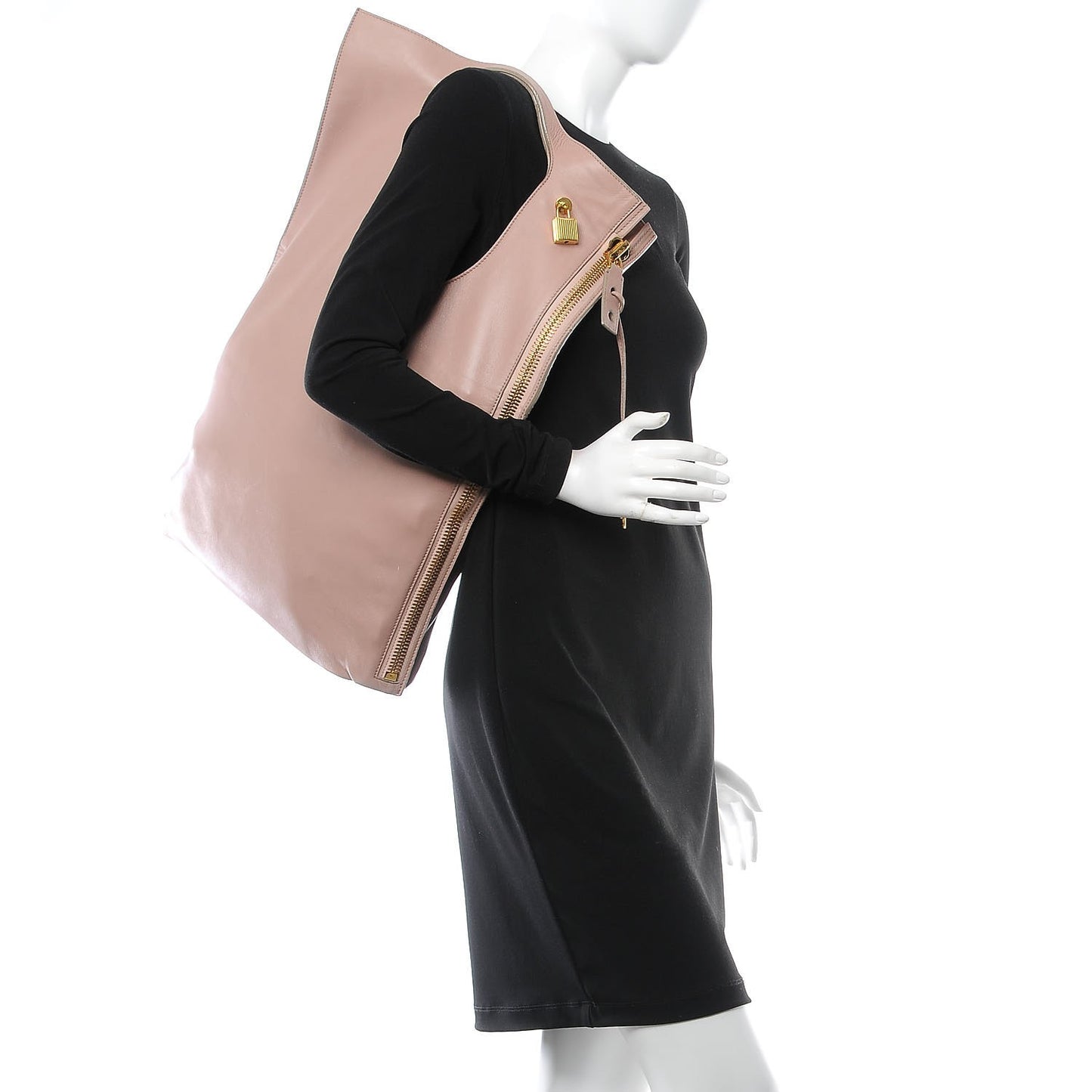 Ramskin Large Alix Padlock Zip Shoulder Bag Blush Nude
