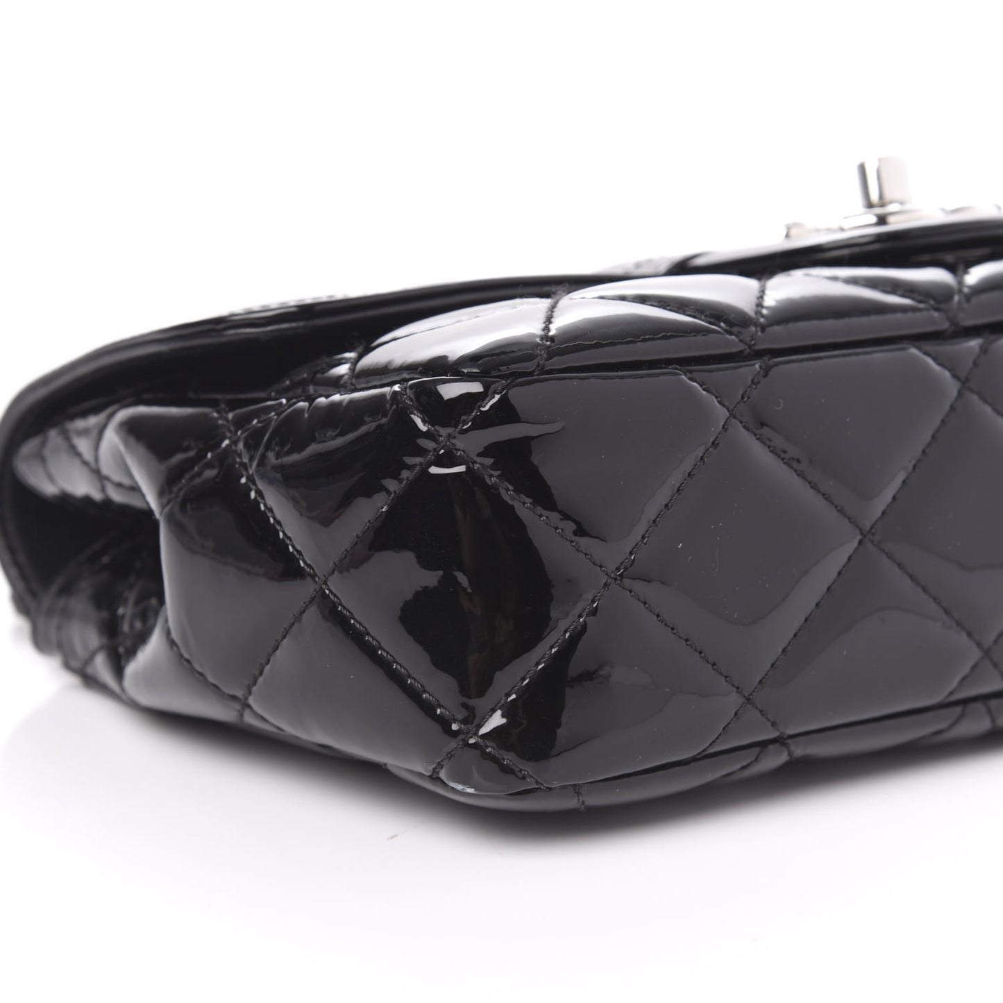 Patent Quilted Small Coco Shine Flap Black