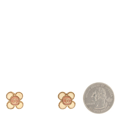 Chanel Enamel Flower CC Earrings Beige Pink 2 of 4