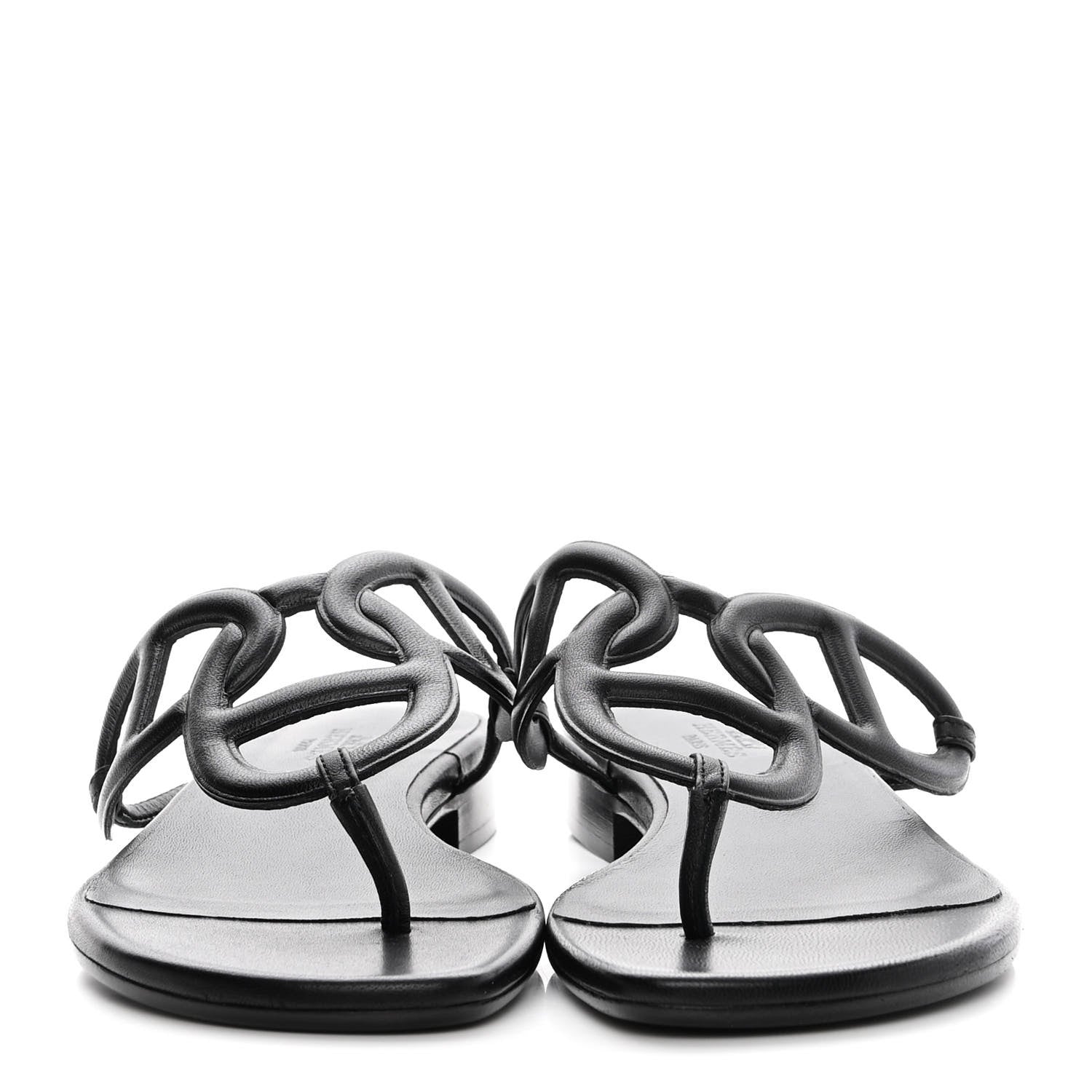 Hermes Nappa Womens Beach Sandals 36.5 Black 2 of 9