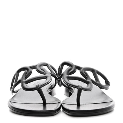 Hermes Nappa Womens Beach Sandals 36.5 Black 2 of 9