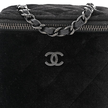 Chanel Velvet Quilted Mini Vanity Case With Chain Black 8 of 11