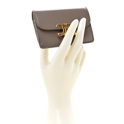 Celine Shiny Calfskin Triomphe Flap Card Holder Pebble 2 of 10