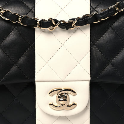 Chanel Lambskin Quilted Medium Double Flap Black White 8 of 11
