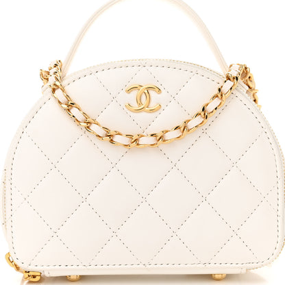 Chanel Lambskin Quilted Small Chic Riviera Top Handle Vanity Case White 8 of 10