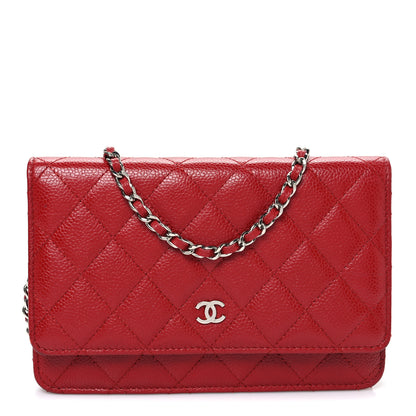 Chanel Caviar Quilted Wallet on Chain WOC Red 1 of 12