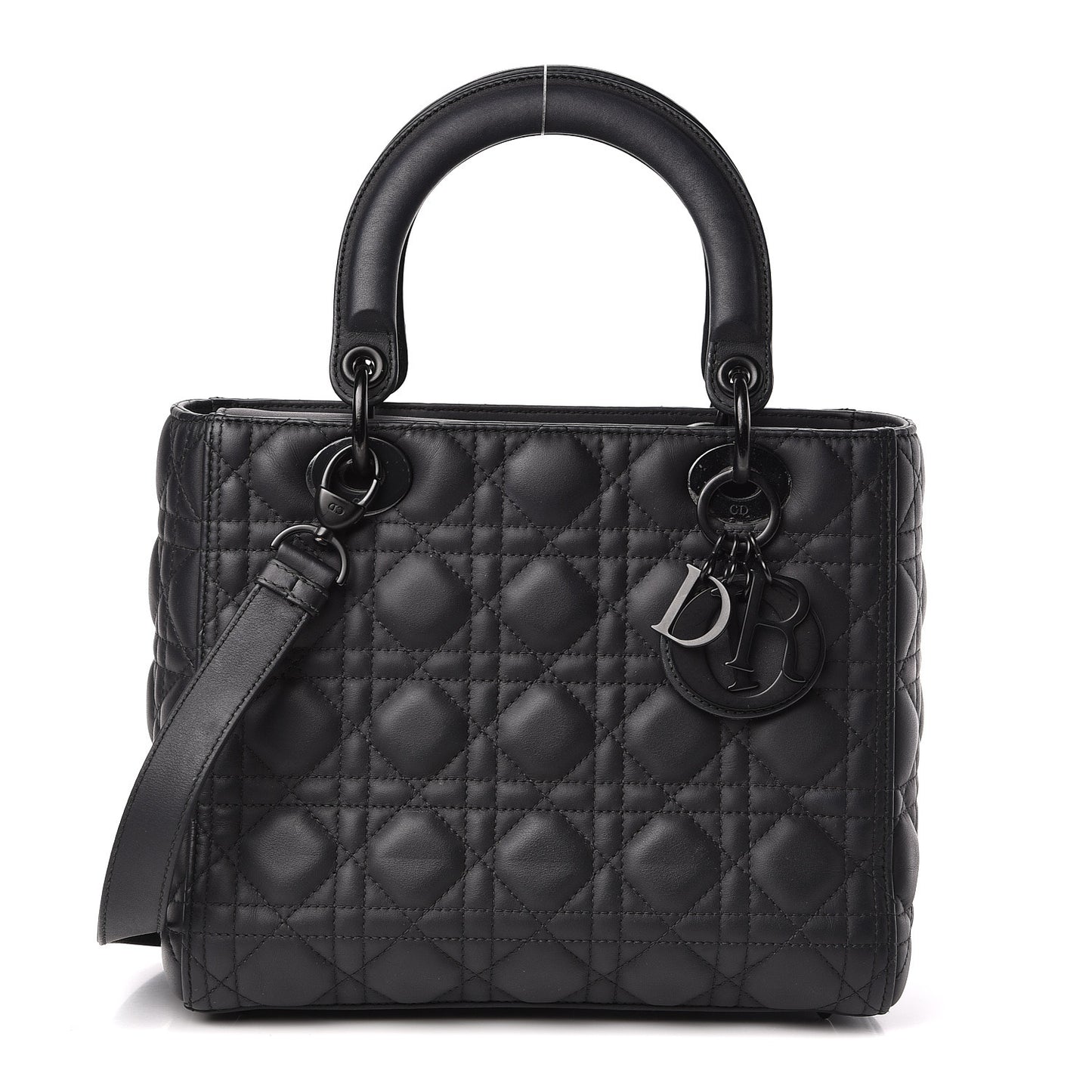 Ultra Matte Calfskin Cannage Medium Lady Dior Black