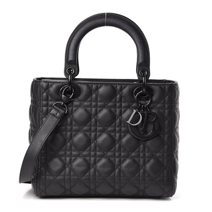 Christian Dior Ultra Matte Calfskin Cannage Medium Lady Dior Black 1 of 10