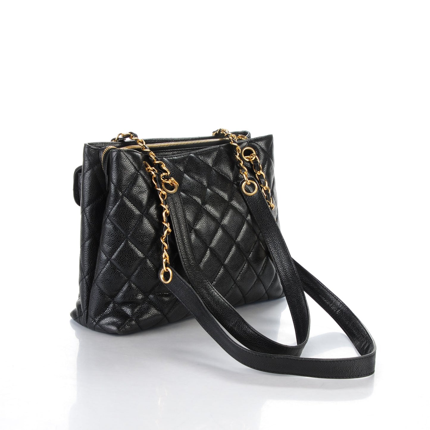 Caviar Quilted Flap Shoulder Bag Black