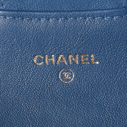 Chanel Sheepskin Chevron Quilted Reissue Card Holder Blue 6 of 8