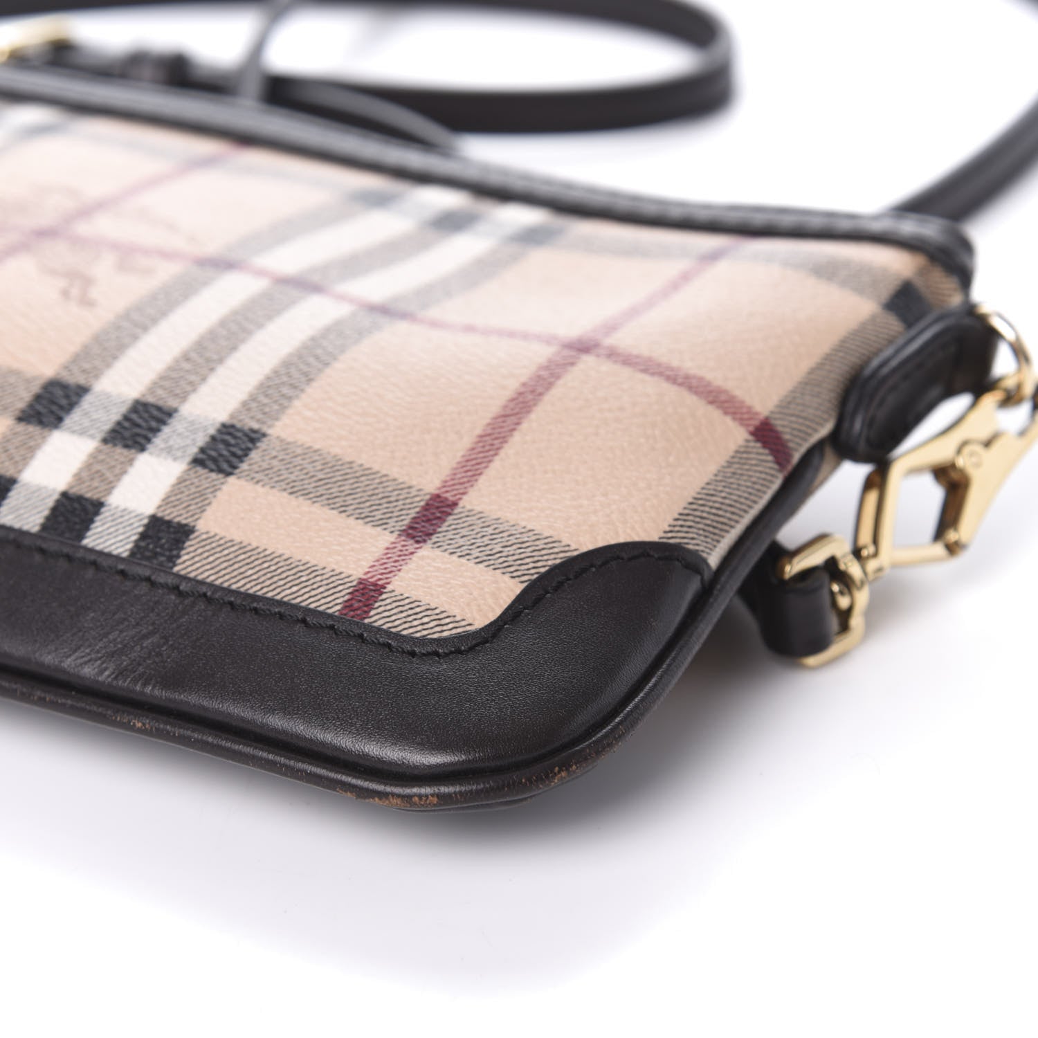 Burberry Haymarket Check Small Peyton Crossbody Clutch Bag Chocolate 8 of 8