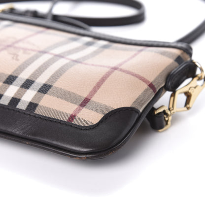Burberry Haymarket Check Small Peyton Crossbody Clutch Bag Chocolate 8 of 8