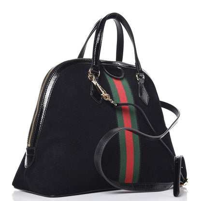 Gucci Suede Patent GG Web Medium Ophidia Top Handle Dome Bag Black 3 of 7