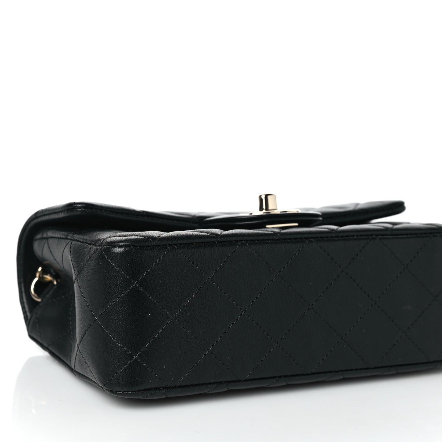 Lambskin Quilted Mini Rectangular Flap Black