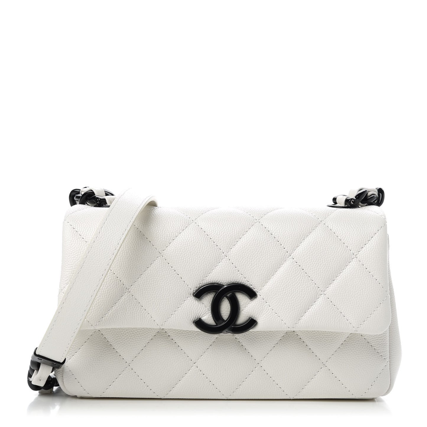 Caviar Quilted My Everything Small Flap White Black