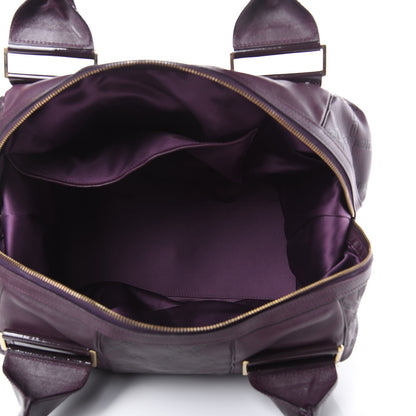 Versace Calfskin Greca Argyle Embossed Patent Medusa Bowler Satchel Purple 5 of 12