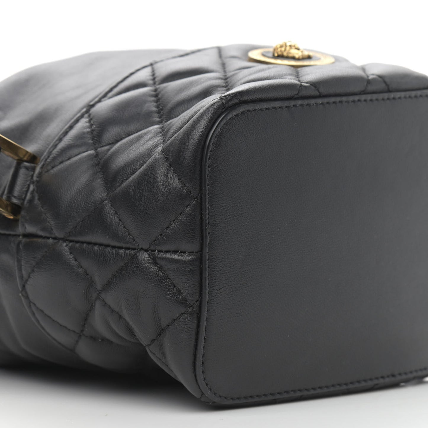 Nappa Quilted Medusa Bucket Bag Black