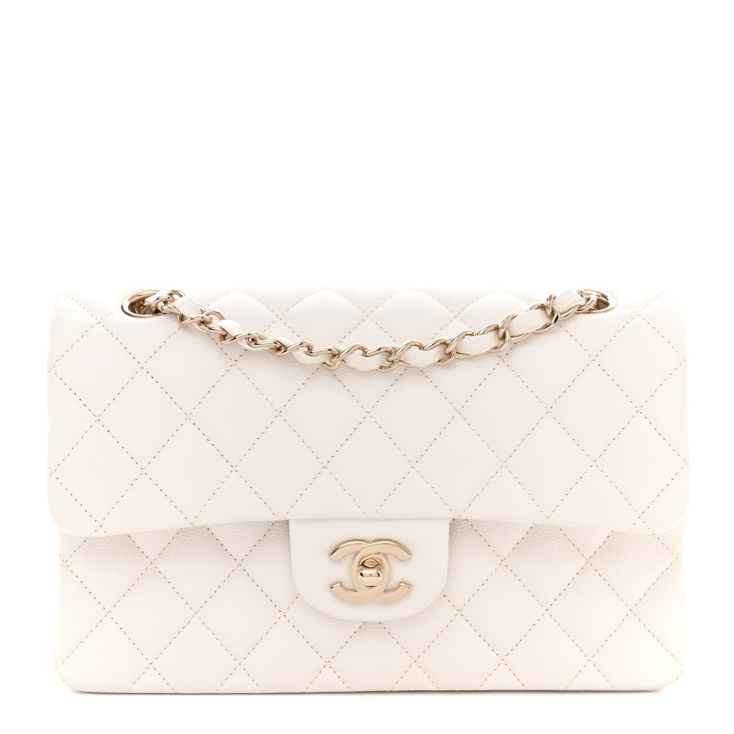 Caviar Quilted Small Double Flap White
