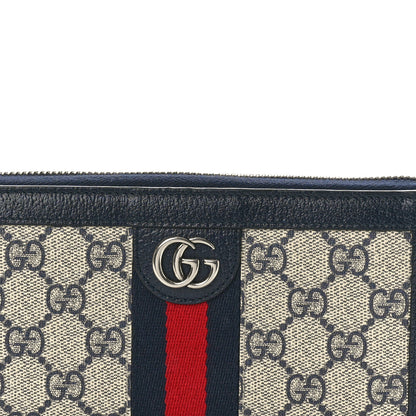 Gucci GG Supreme Monogram Textured Dollar Calfskin Web Ophidia Zip Around Wallet Beige Blue 7 of 7