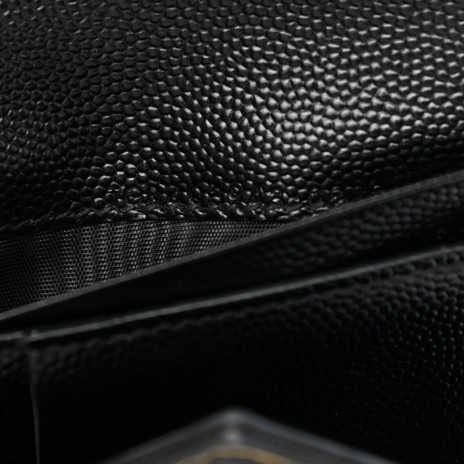 Saint Laurent Grain De Poudre Matelasse Chevron Monogram Compact Tri Fold Wallet Black 7 of 8