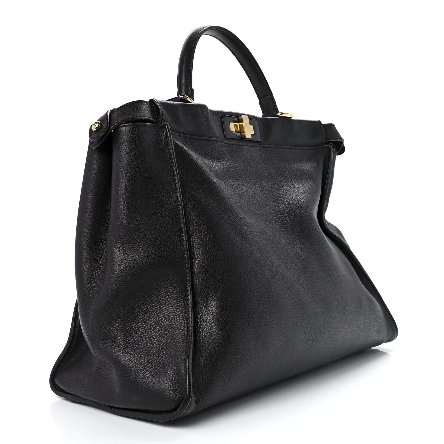 Fendi Vitello Dolce Marmol Large Peekaboo Iconic Satchel Ebano Blu Scuro 3 of 15