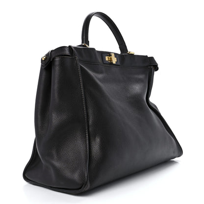 Fendi Vitello Dolce Marmol Large Peekaboo Iconic Satchel Ebano Blu Scuro 3 of 15
