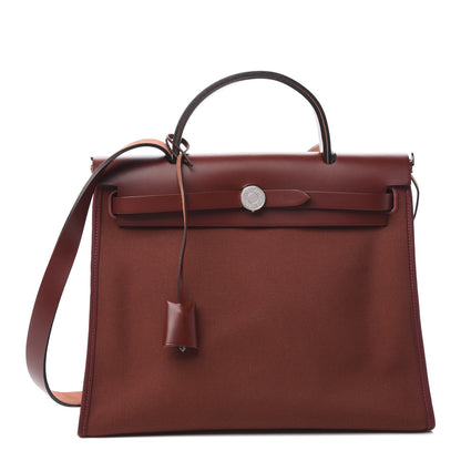 Hermes Vache Hunter Toile Herbag Zip 31 PM Rouge H 3 of 10