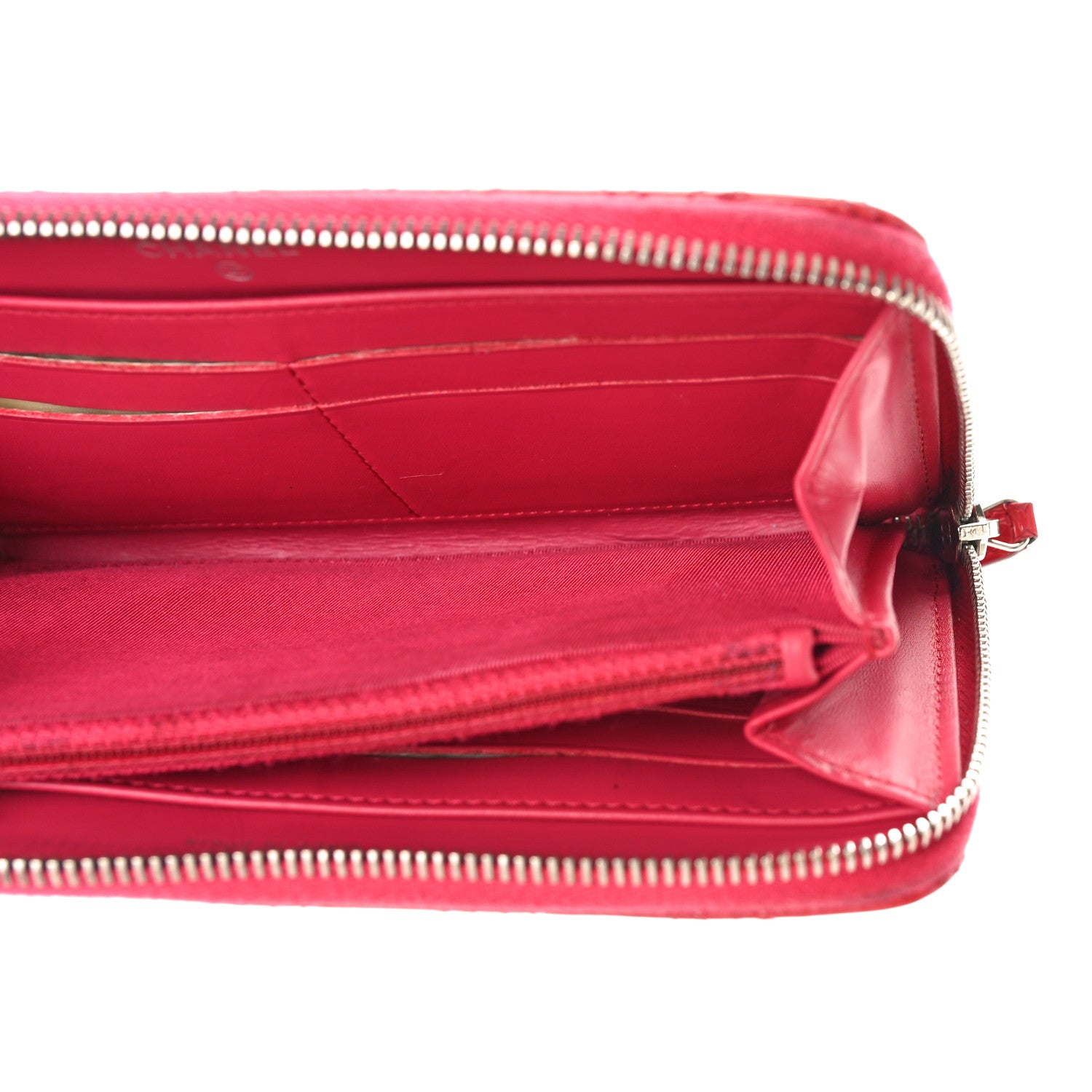 Chanel Patent Quilted Double Stitched Zip Around Wallet Pink 5 of 15
