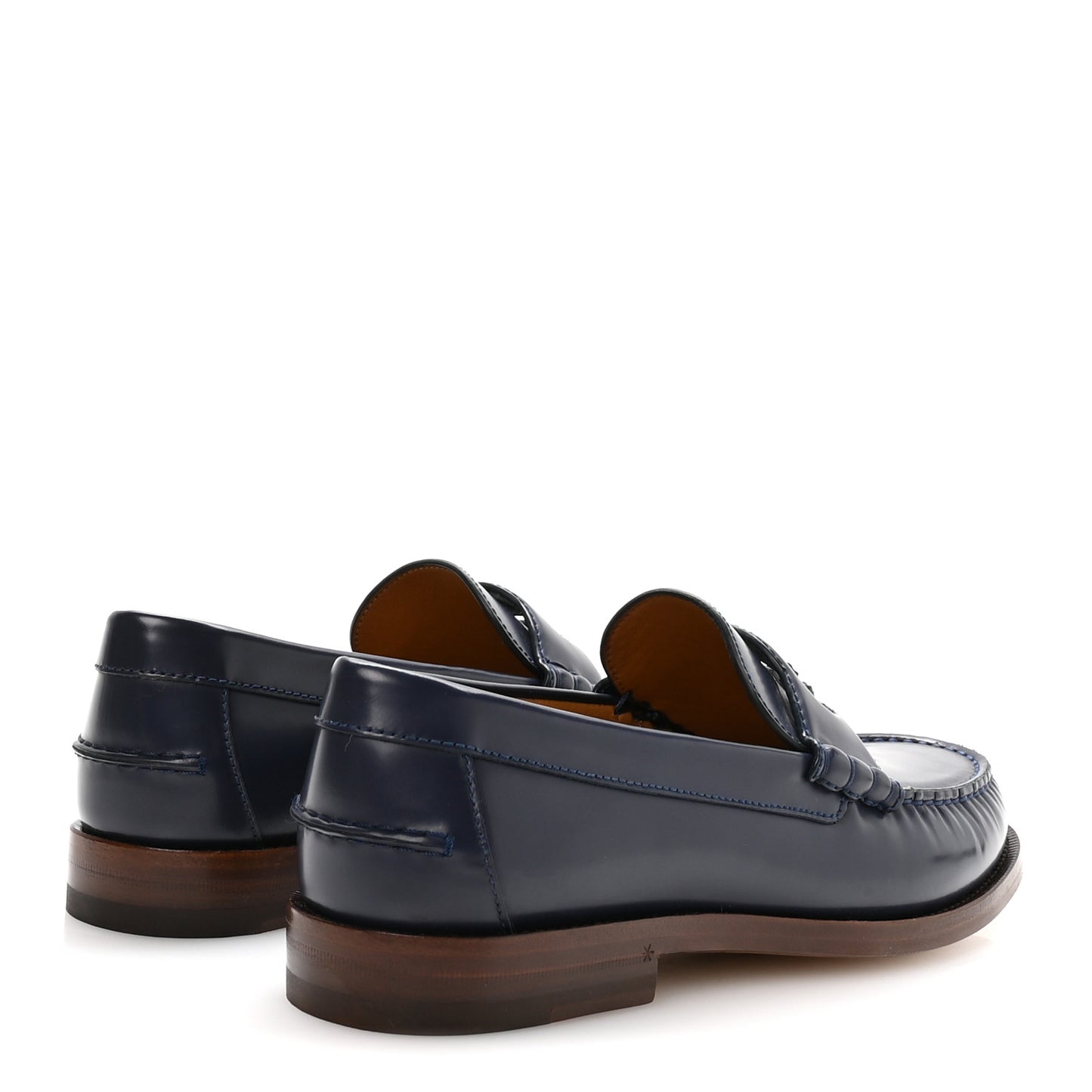 Calfskin Mens Interlocking G Millennial Ribot Loafers 8 Blue Agata
