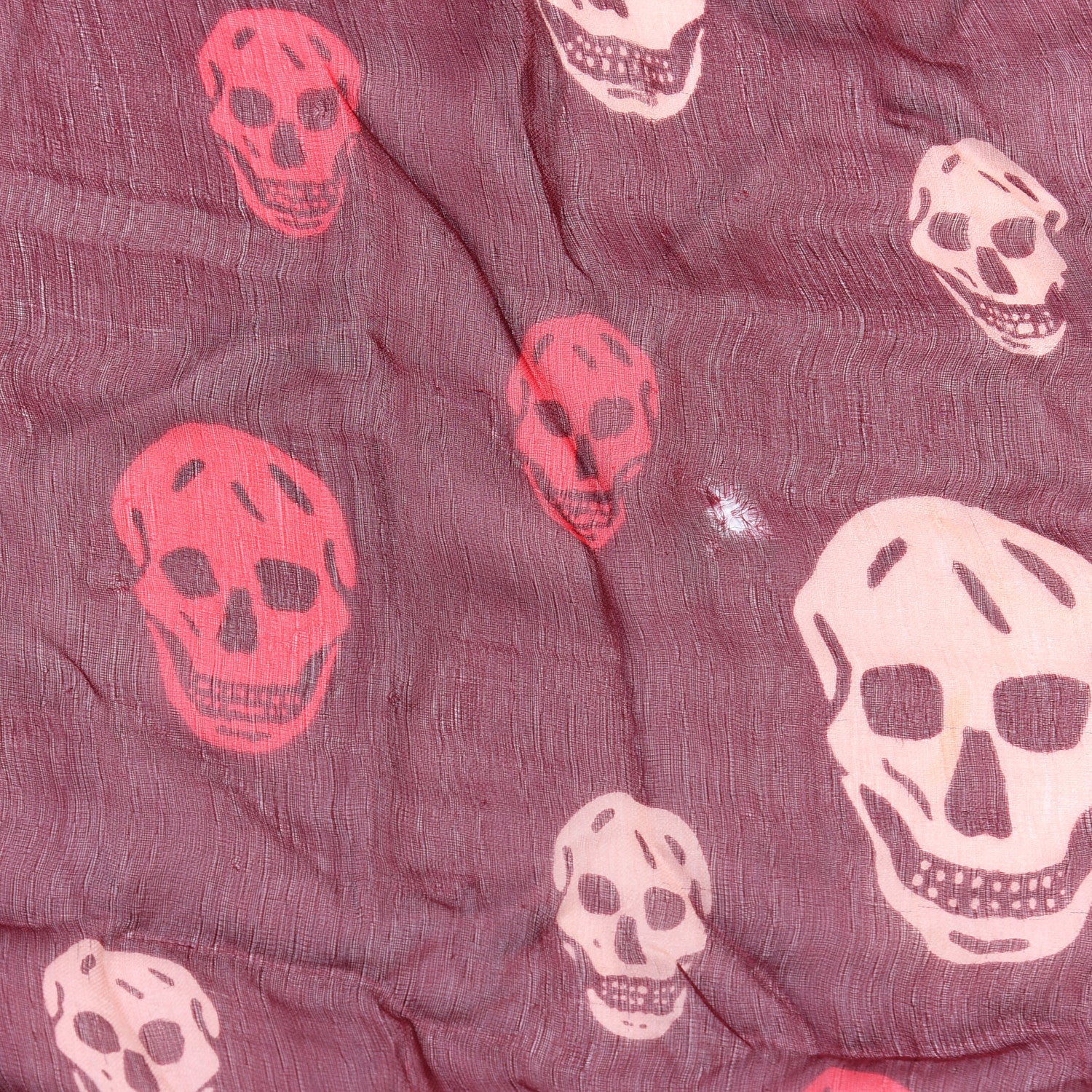 Alexander McQueen Silk Chiffon Skull Scarf Bordeaux Multicolor 4 of 4