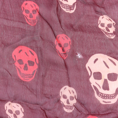 Alexander McQueen Silk Chiffon Skull Scarf Bordeaux Multicolor 4 of 4