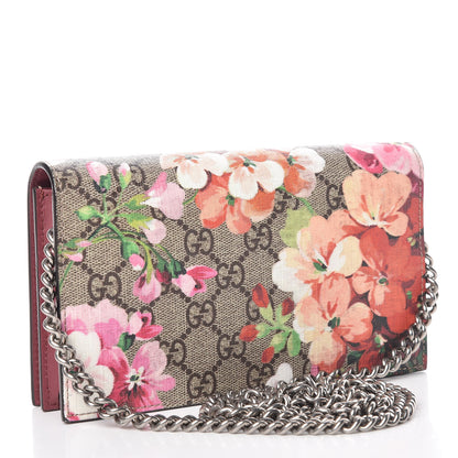 Gucci GG Supreme Monogram Blooms Chain Wallet Beige Multicolor Dry Rose 3 of 10