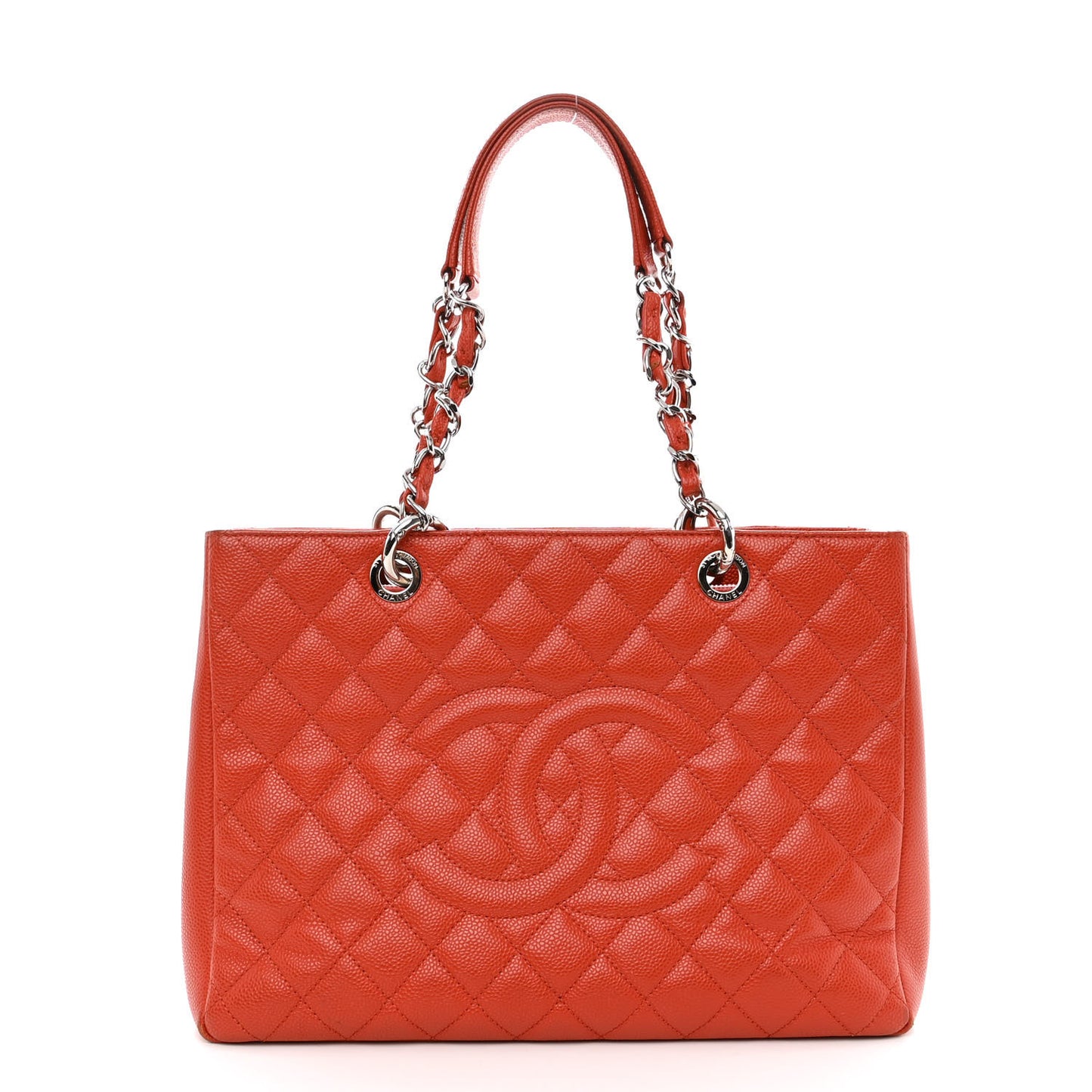 Caviar Quilted Grand Shopping Tote GST Orange