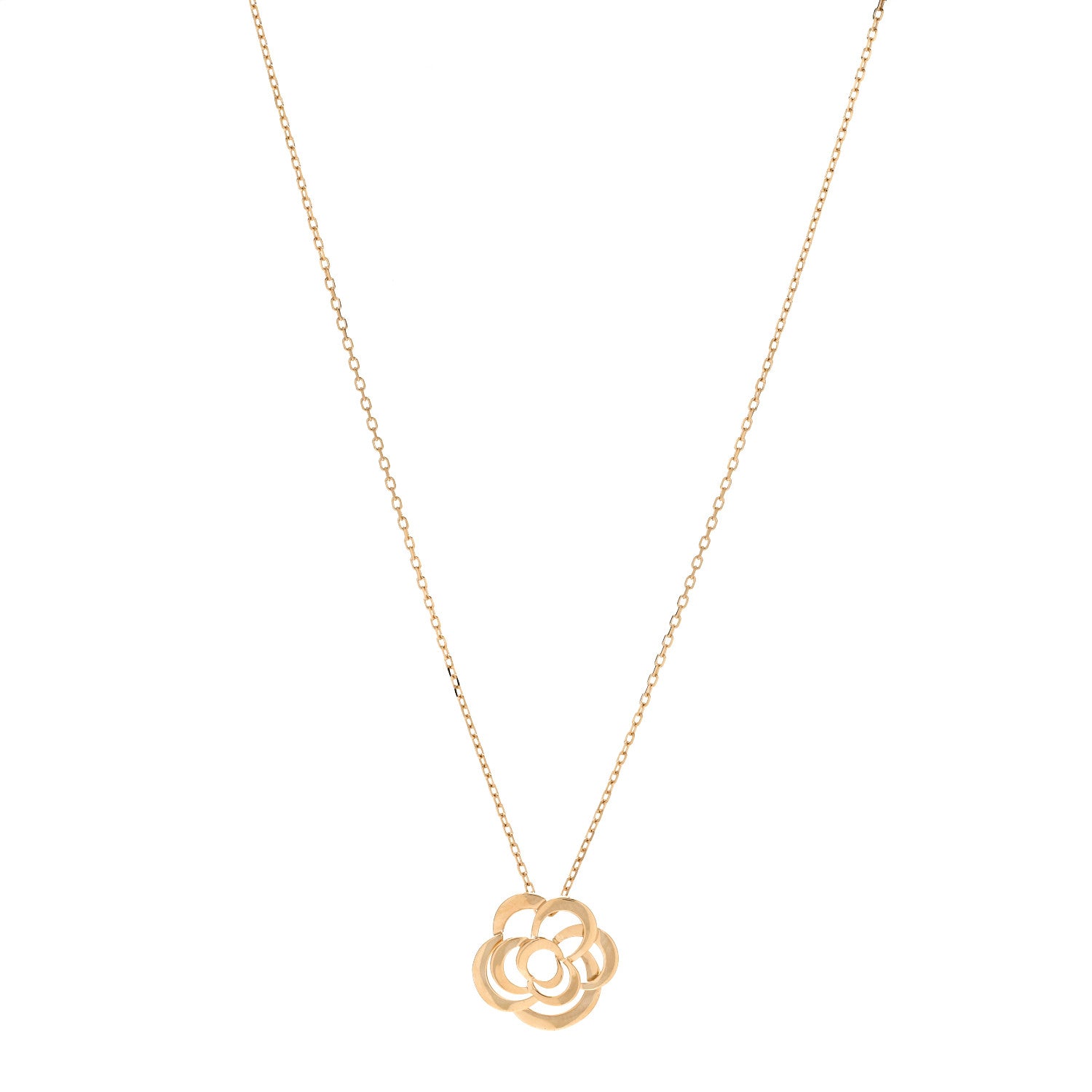 Chanel 18K Yellow Gold Fil de Camelia Pendant Necklace 1 of 4