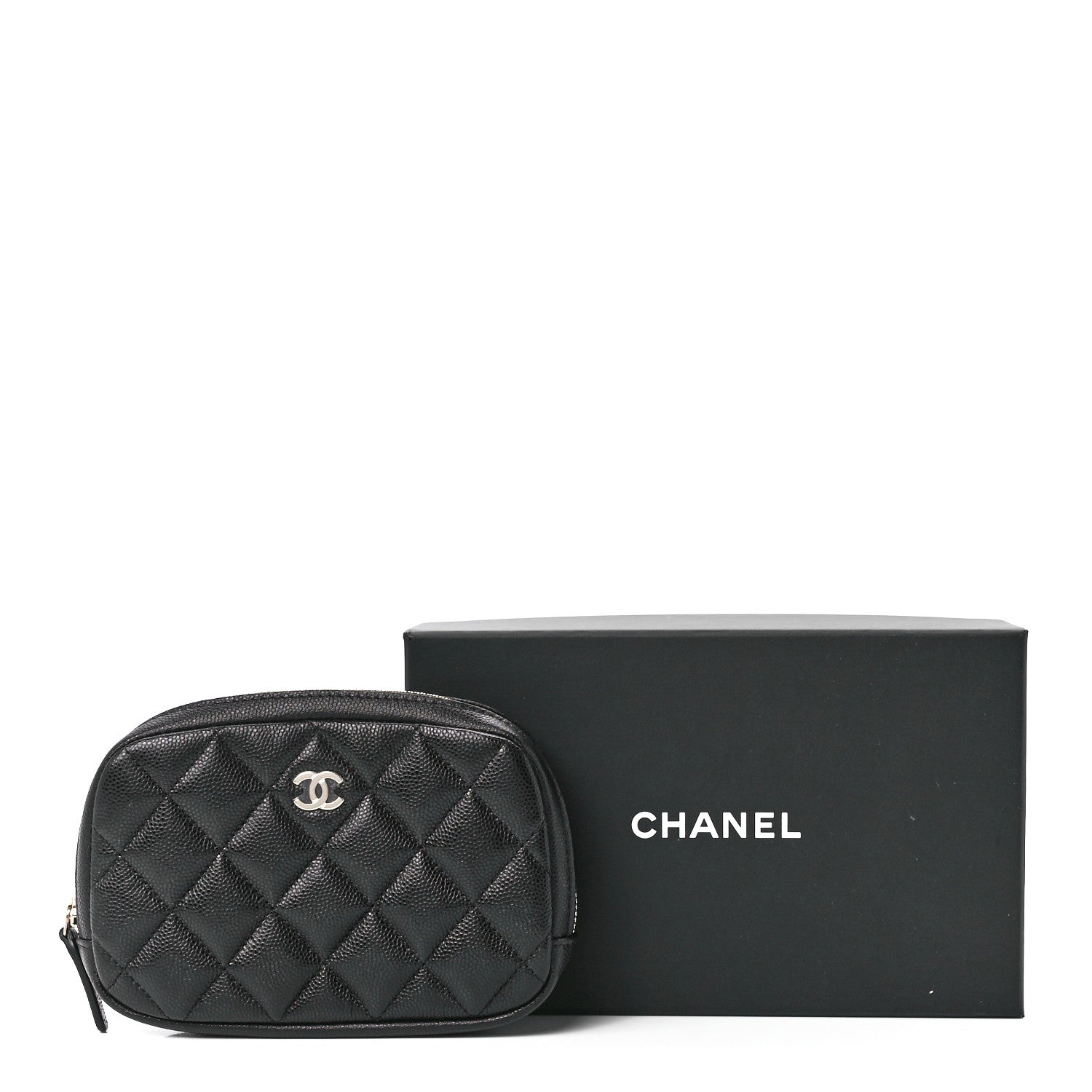 Chanel Caviar Quilted Curvy Pouch Cosmetic Case Black 12 of 12