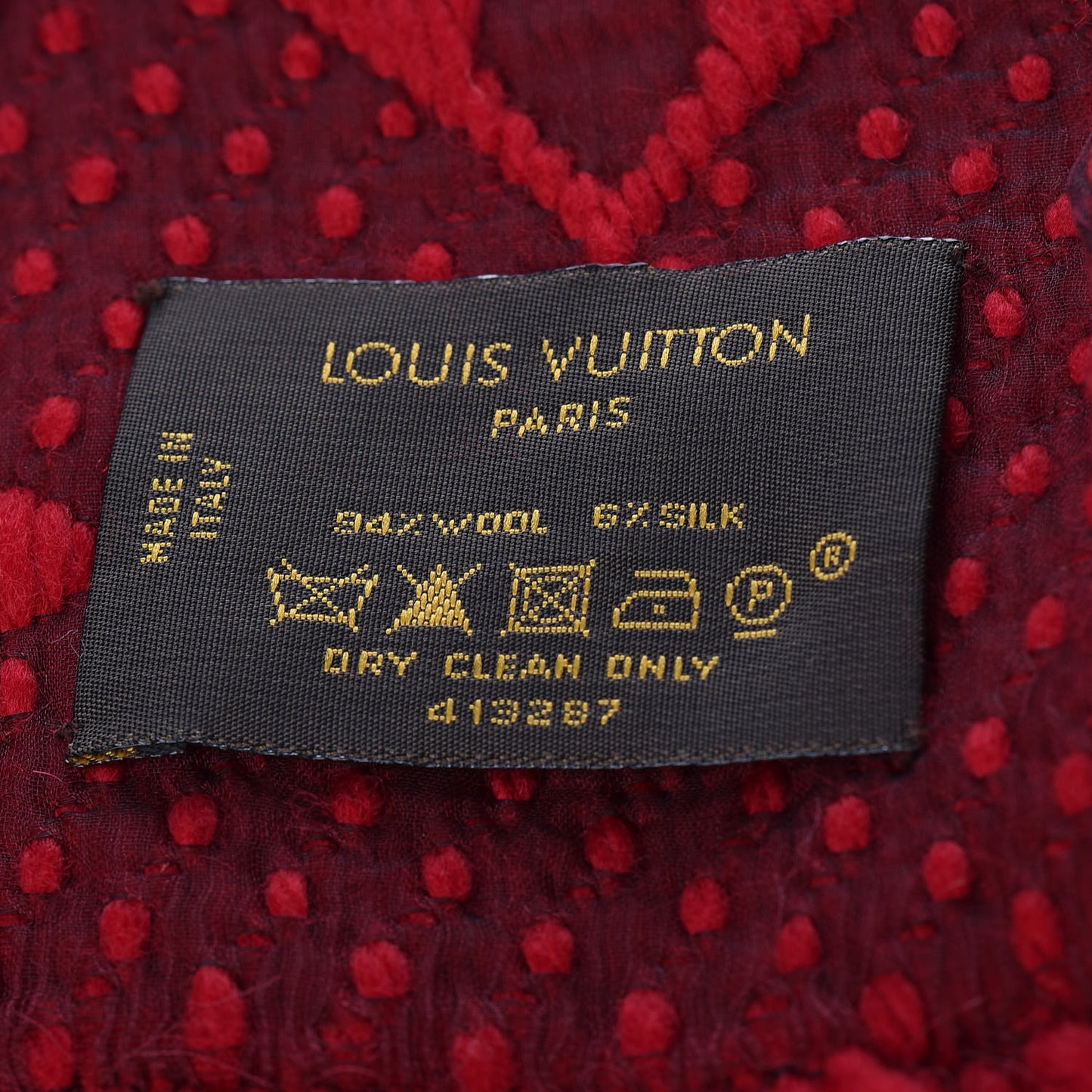 Wool Silk Logomania Scarf Rubis